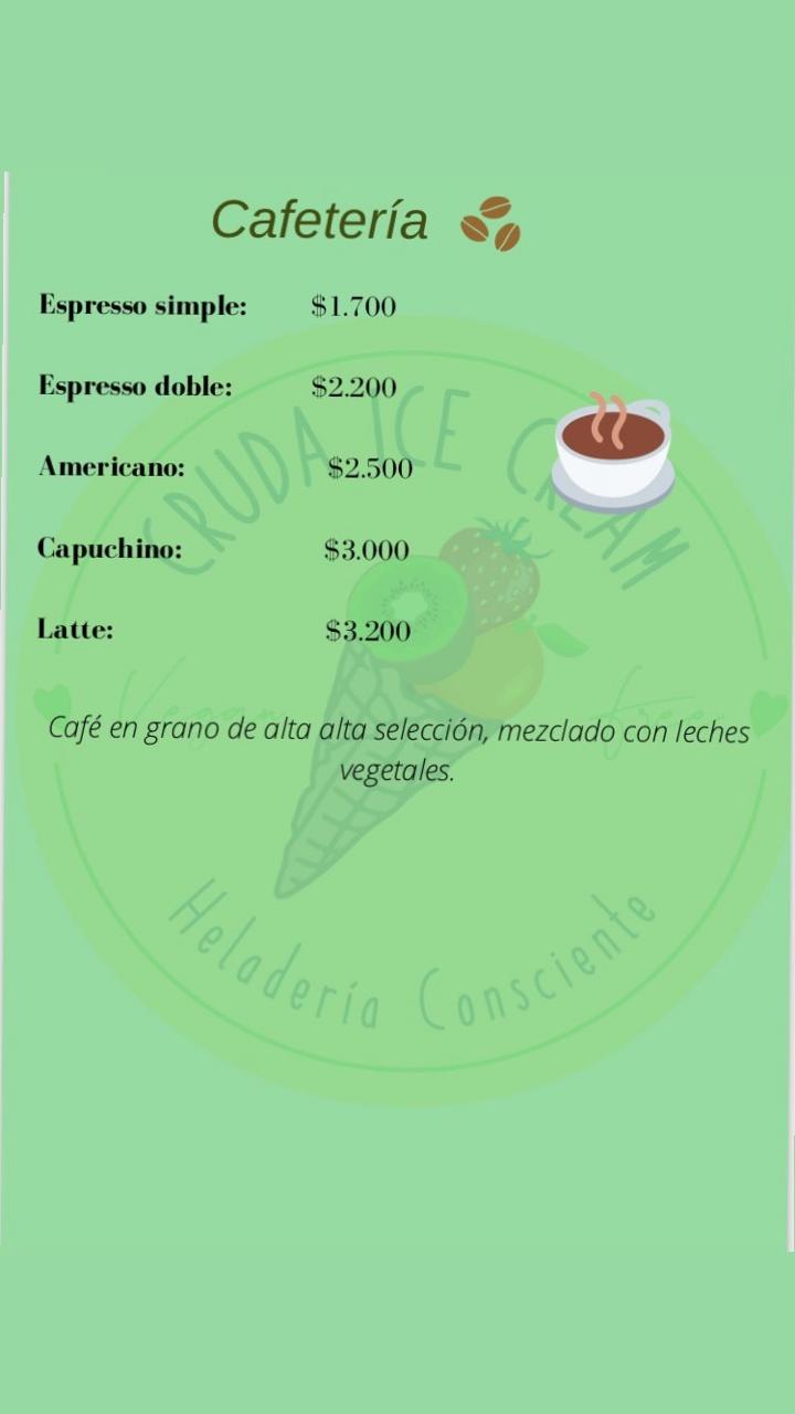 Carta de Cruda Ice cream en San Felipe — página 1